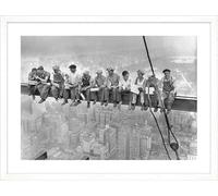 ART PRINT CAFE' - Quadro foto d'epoca - stampa con cornice bianca: Charles C. Ebbets, Operai che pranzano sulla trave, New York 1932