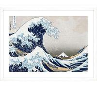 ART PRINT CAFE' - Quadro giapponese - stampa con cornice bianca: Hokusai, La grande onda