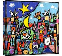 ART PRINT CAFE' - Quadro moderno colorato - stampa su tela - Wallas - Educatissimo Caos - misura 90X90 cm