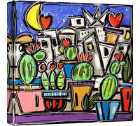ART PRINT CAFE' - Quadro moderno colorato - stampa su tela - Wallas - Giardino del Sud - misura 40x40 cm