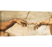 ART PRINT CAFE' - Quadro - Stampa su Tela - Michelangelo Buonarroti, La Creazione di Adamo (Dettaglio) - 100x50 cm