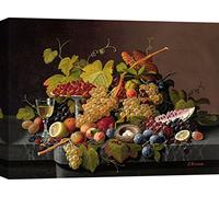 ART PRINT CAFE' - Quadro - Stampa su Tela - Severin Roesen, Natura morta con frutta e un nido - 60x40 cm