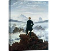 ART PRINT CAFE' - Stampa su Tela - Quadro romanticismo - Caspar David Friedrich, Il Viandante sul mare di nebbia - 70x50 cm