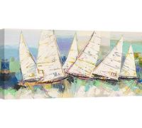 ART PRINT CAFE' - Stampe da parete moderne, quadri moderni soggiorno - stampa su tela - Luigi Florio, Quadro Barche a Vela, Nel Mare dei Tropici - 140x70 cm