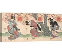 ART PRINT CAFE' - Stampe giapponesi - quadri su tela per le tue pareti - Keisai Eisen, Bellezze in un temporale primaverile - 70x35 cm