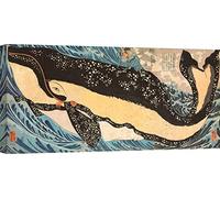 ART PRINT CAFE' - Stampe giapponesi - quadri su tela per le tue pareti - Kuniyoshi Utagawa, Miyamoto Musashi Uccide Una Balena Gigante - 140x70 cm
