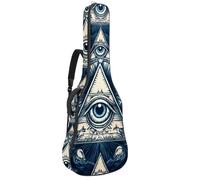 Art Pyramid - Custodia per chitarra acustica con 2 tasche, tracolla regolabile e gancio posteriore, adatta per chitarre elettriche, bassi e chitarre classiche, Piramide d'arte con l'occhio,