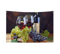 Art Red Wine Galsses & Grapes Flag 0,9 x 1,5 m No Fade Bandiera di benvenuto Giardino Cortile Casa Bandiere Decorative Garden Yard Sign Indoor Outdoor Banner Party Home Decor