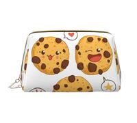 Art Red Wine Galsses & Grapes Makeup Bag,Grande sacchetto cosmetico in pelle portatile,Borsa organizer da viaggio impermeabile per articoli da toeletta, 3 Biscotti con gocce di cioccolato con diverse