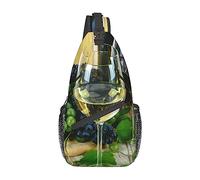 Art Red Wine Galsses & Grapes Zaino a tracolla da uomo, borsa a tracolla da viaggio per escursionismo da giorno.
