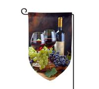 Art Red Wine Galsses & Grapes1 Bandiere da giardino verticale su entrambi i lati bandiera della casa 30,5 x 45,7 cm Primavera Estate Stagionale Yard Banner Holiday Farmhouse Yard Outdoor Hanging