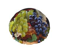 Art Red Wine Galsses & Grapes1 cuffia da doccia per le donne riutilizzabile a doppio strato cuffia da bagno tappi per capelli fascia elastica impermeabile da donna spa salone doccia cappelli per