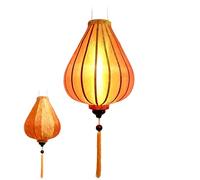 Art Saigon Lampione Asiatico in Seta Arancione G - Diametro Ø 33 cm - Lanterna di Hoi An in Tessuto, Bambù e Legno - Artigianato e Decorazione del Vietnam (Ref. G25-O)