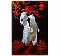 Art Saigon Quadri in legno laccato e madreperla, motivo donne vietnamite, L20 x H30 cm, fatti a mano - pittura murale decorativa, stile asiatico, artigianato vietnam (S61-9559)