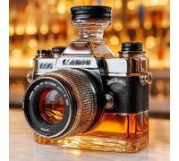 Art Scultura Statua - 300ML Decanter Whisky, Statuina Di Decanter Per Whisky A Forma Di Macchina Fotografica 3D, Sculture Di Bottiglie Di Vino In Vetro Fatte A Mano, Statuetta Ornamentale(B)