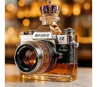 Art Scultura Statua - 300ML Decanter Whisky, Statuina Di Decanter Per Whisky A Forma Di Macchina Fotografica 3D, Sculture Di Bottiglie Di Vino In Vetro Fatte A Mano, Statuetta Ornamentale(A)