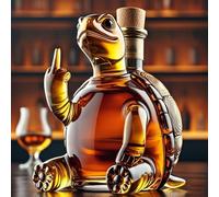 Art Scultura Statua - 350ML Decanter Whisky, Bottiglia Di Whisky A Forma Di Tartaruga Dito Medio Da 350 Ml, Splendida Caraffa Per Vino In Vetro Con Incisione, Con Bicchieri(Turtle)