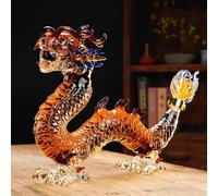 Art Scultura Statua - Decanter Whisky, 1000ML Decanter Per Whisky Con Statua Di Drago Orientale, Bottiglia Di Vino Fatta A Mano E Decorazione Da Tavola Per Feste, Decanter Con Zodiaco Cinese(Dragon 1)