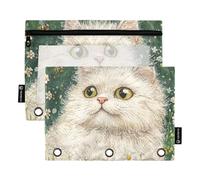 Art Selkirk Rex Cats verde 3 anelli raccoglitore matita astuccio con cerniera 2 pz plastica borsa portaoggetti casa viaggio carte di stoccaggio contenitore