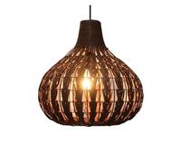 Art Shade Hand Pendant Light Fixture, Beige Wicker Basket Woven Chandelier Natural Rattan Hanging Lamp for Kitchen, Living Room, Dining Room(Brown,23.6in*21.6in)