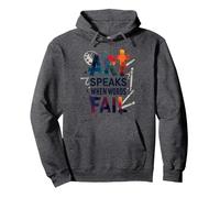 Art Speaks When Words Fail - Citazione di Arti ispiratrici Felpa con Cappuccio, Unisex per Adulti, Grigio Scuro, L