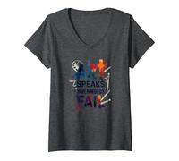 Art Speaks When Words Fail - Citazione di Arti ispiratrici Maglietta con Collo a V, Donna, Grigio Scuro, L