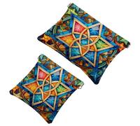 Art Star of David - Trousse tascabile per cosmetici, impermeabile, senza cerniera, chiusura automatica, mini custodia portatile da viaggio per cuffie e gioielli, Multicolore 06, 7.1x5.8 inch/4.7x4.5