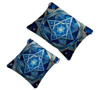 Art Star of David - Trousse tascabile per cosmetici, impermeabile, senza cerniera, chiusura automatica, mini custodia portatile da viaggio per cuffie e gioielli, Multicolore 03, 7.1x5.8 inch/4.7x4.5