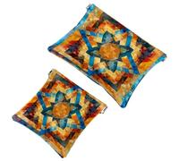 Art Star of David - Trousse tascabile per cosmetici, impermeabile, senza cerniera, chiusura automatica, mini custodia portatile da viaggio per cuffie e gioielli, Multicolore 04, 7.1x5.8 inch/4.7x4.5
