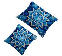 Art Star of David - Trousse tascabile per cosmetici, impermeabile, senza cerniera, chiusura automatica, mini custodia portatile da viaggio per cuffie e gioielli, Multicolore 07, 7.1x5.8 inch/4.7x4.5