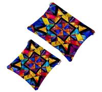 Art Star of David - Trousse tascabile per cosmetici, impermeabile, senza cerniera, chiusura automatica, mini custodia portatile da viaggio per cuffie e gioielli, Multicolore 09, 7.1x5.8 inch/4.7x4.5
