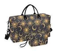 Art Sun Luna Oro Nero Decorativo Borsa Da Viaggio Sport Palestra Borsa con Toiletry Bag per Viaggio 2 Pz Set bolsas para