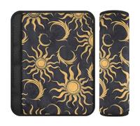 Art Sun Moon Gold Black 2 pz Coprisedili Auto Cinghie Coperture, Stop Cintura di Sicurezza Taglio nel Collo, Cintura di Sicurezza Spalline Pad per SUV Berlina Zaino 25,4 x 19,6 cm forro para cinturon