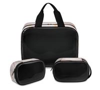 Art Swirl - Trousse per trucchi per donne e uomini, traslucida, 3 pezzi, per articoli da toeletta da viaggio, organizer per cosmetici, Colore, XL, Astuccio per trucchi