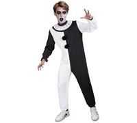 Art The Clown Costume per adulti, donne e uomini, spaventoso costume da clown assassino nero bianco tuta Halloween cosplay abiti terrificante horror Dress Up