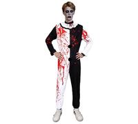 Art The Clown Costume per adulti, donne e uomini, spaventoso costume da clown assassino nero bianco tuta Halloween cosplay abiti terrificante horror Dress Up