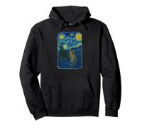 Art - The Staring Into The Night Van Gogh Cat Felpa con Cappuccio