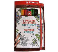 ART THERAPY 1 TACCUINO ANTI-STRESS 10 pennarelli sfumati STABILO POINT 88