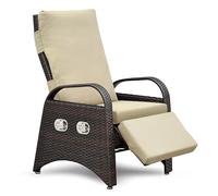 ART TO REAL Poltrona relax con funzione sdraio, resistente alle intemperie, sedia a sdraio da giardino, sedia a sdraio da giardino, in rattan intrecciato a mano