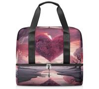 Art Tree Love Heart Borsa sportiva da palestra per donne e uomini, borsone da viaggio con scomparto per scarpe, grande capacità, borsa da allenamento per la notte, per fitness, yoga, nuoto, fine