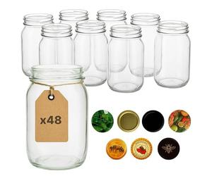 ART TWIST HOME Barattoli in Vetro con Coperchio a Vite 48x 900ml - Contenitori Resistenti e Versatili in Vetro Spesso - Ideali per Marmellate Miele Succhi Sottaceti Conserve Fatte in Casa e Dispensa