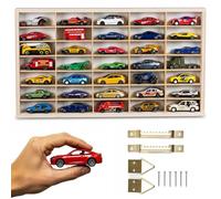 ART TWIST HOME Vetrina Espositiva per Collezionismo con 35 Scomparti | Vetrinetta da Parete 49,5cm x 28,5cm x 4cm per Hot Wheels o Matchbox | Bacheca da Parete Portaoggetti (Mensola senza Motivo)