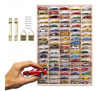 ART TWIST HOME Vetrina Espositiva per Collezionismo con 90 Scomparti | Vetrinetta da Parete 50cm x 71cm x 4cm per Hot Wheels o Matchbox | Bacheca da Parete Portaoggetti (Mensola senza Motivo)