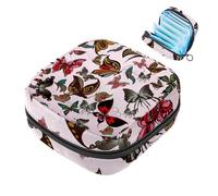 Art Vintage Butterfly Pink - Borsa per assorbenti igienici, grande, con cerniera, per assorbenti mestruali, per ragazze e donne, multicolore, 4.7x6.6x6.6 in/12x17x17 cm