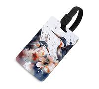 Art with Lily Flowers Birds Etichetta per bagagli ad acquerello con nome ID Card Etichetta per bagagli da crociera per individuare rapidamente bagagli valigia, adatta per uomini e donne zaino borsa