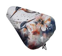 Art with Lily Flowers Birds Watercolor Bike Seat Cover,extra morbido e confortevole, protezione per la pioggia e il sole, copertura durevole antipolvere per bici da città e mountain bike