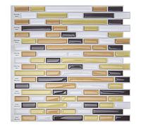 Art3d 10 pezzi Peel-N-Stick Backsplash Tile Sticker vinile Wall Covering, 30,5 x 30,5 cm, colore oro champagne