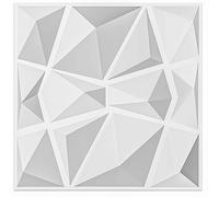 Art3d 12 Pezzi Pannelli 3D da parete con motivo a rilievo “diamanti bianco”, 50 x 50 cm, PVC Altamente Rigido, Indeformabile, Riciclabile, Impermeabile, Termoresistente, Inodore