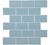 Art3d 30 * 30cm 10 pezzi piastrelle backsplash per la cucina peel and stick, blu chiaro lucido, carta adesiva del vinile del mattone 3d