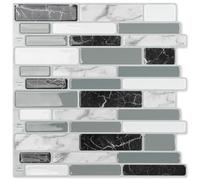 Art3d 30 * 30cm Piastrelle Backsplash Adesivi per piastrelle rimovibili 3d per cucina, Staccare e attaccare, Marmo grigio (6 fogli)